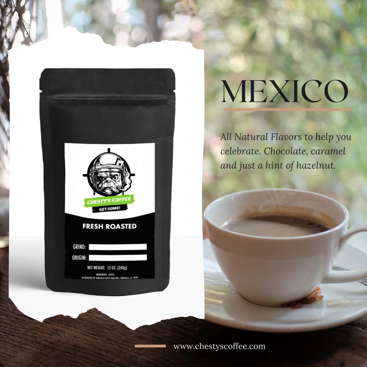 chestys_coffee's tweet photo. Looking for a delicious way to celebrate? Try our all natural flavors of MEXICO coffee! With notes of chocolate, caramel, and a hint of hazelnut, it's the perfect pick-me-up for any occasion. 🎉 #MexicoCoffee #AllNatural #Flavors #CoffeeLovers https://t.co/Y8WtWDSJeU