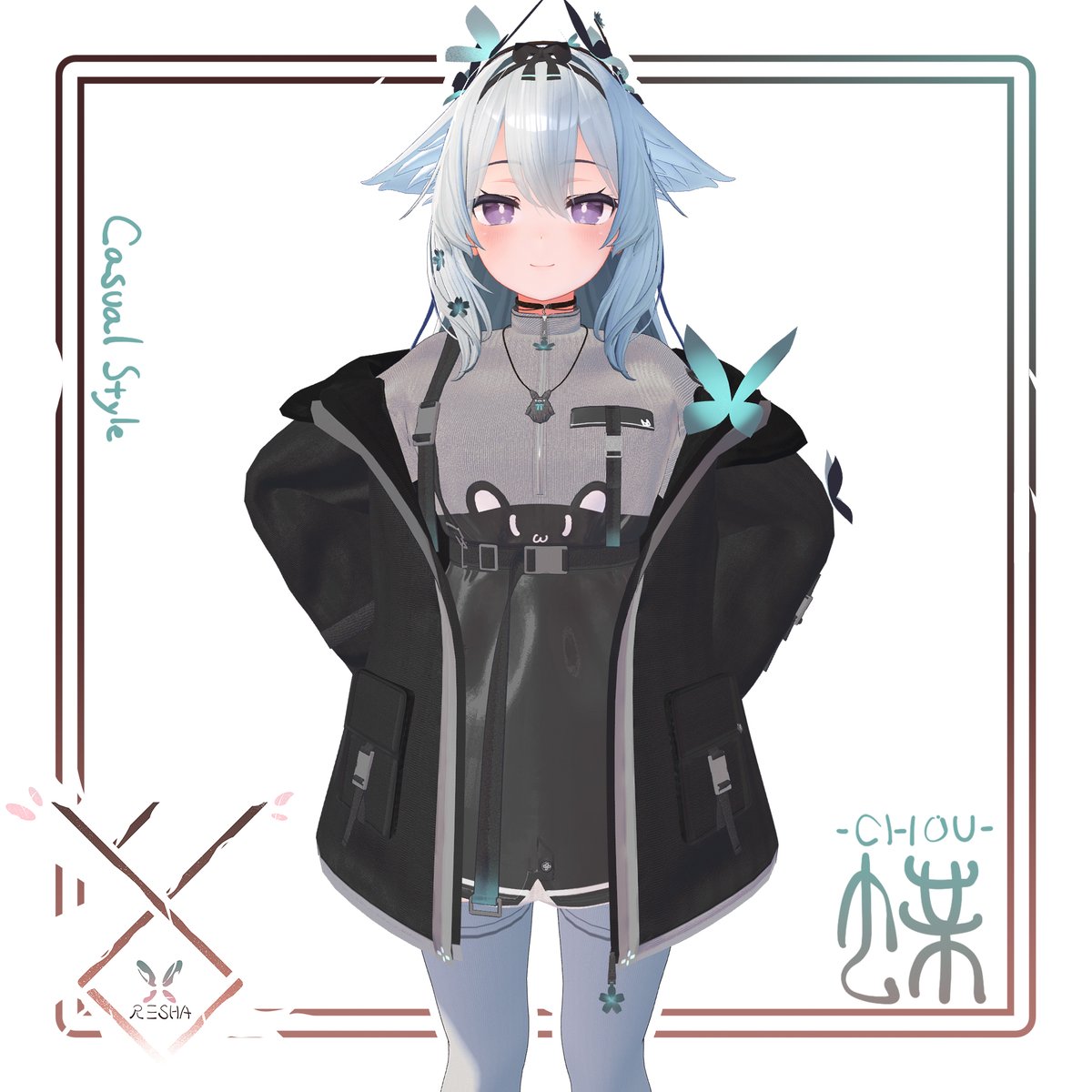 Reshaterasha's tweet photo. VRChat想定衣装モデル 「蝶」販売開始しました。桔梗ちゃんに対応してます。よろしくお願いします。https://t.co/ku2GkVSKwk ＃VRChat https://t.co/VjuFxBJwWo