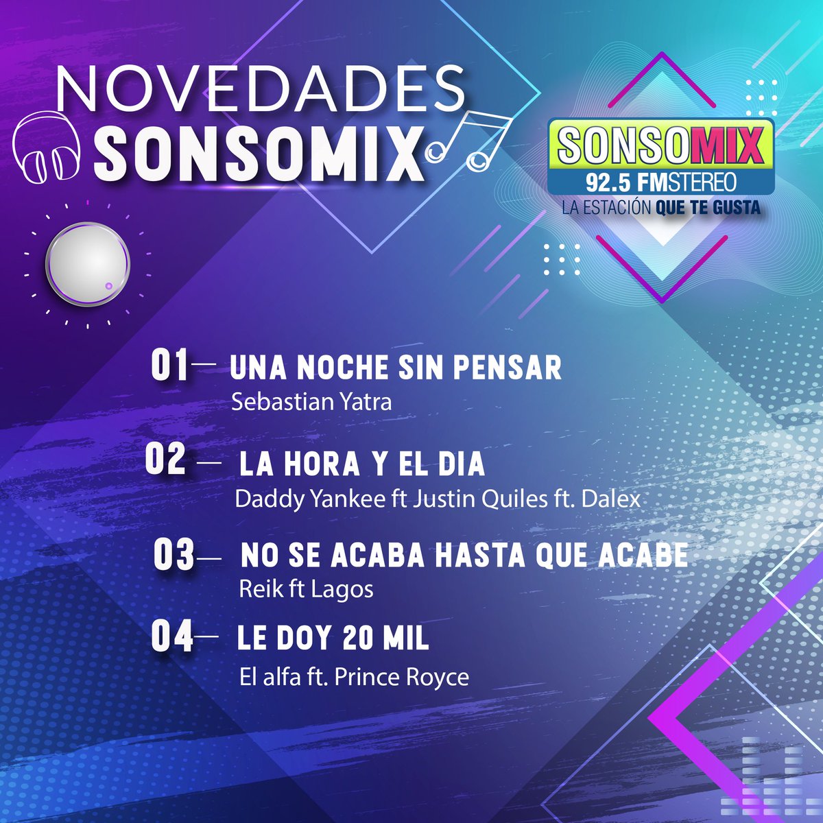 Aqui les compartimos las #novedades #Sonsomix🎵para esta semana del 20 al 27 de Febrero 2023 !! musica nueva
📻Sonsomix 92.5 FM.🎙
#nuevedoscinco #novedades