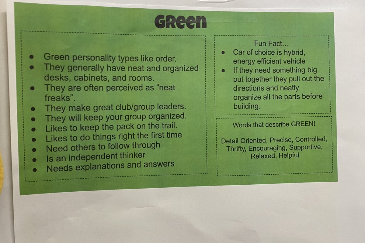 The color personality test! Thanks Mrs. Smith! #CampusCulture #KnowYourColor 🟩🟩🟩🟩 #PDDay @CarrieAnneEd @FelderTamera @CFISD_Hancock @JonesAshsmith1 @laura_koster_