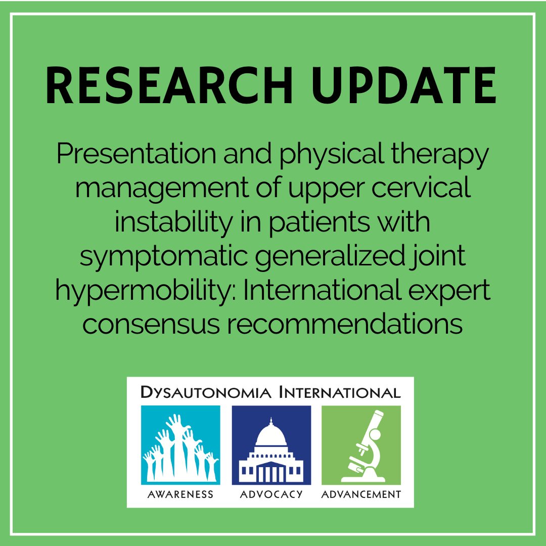 Dysautonomia's tweet photo. This article covers the new international expert consensus recommendations for the diagnosis and management of upper cervical instability in patients with joint #hypermobility: https://t.co/O1VX0GuqTN #EDS https://t.co/7kipeZu7sW