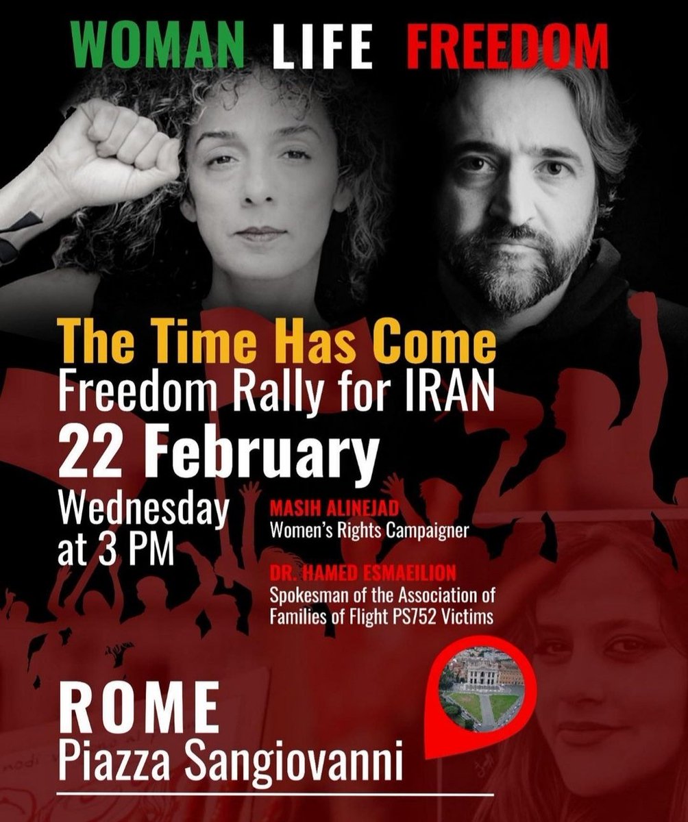 sakuranboBoss's tweet photo. Wednesday
22 FEB, 15:00
ROME, PIZZA SANGIOVANNI
With: @AlinejadMasih , @esmaeilion
#MahsaAmini
#IranRevolution
#JusticeForPS752 https://t.co/l1vGTeaOGJ