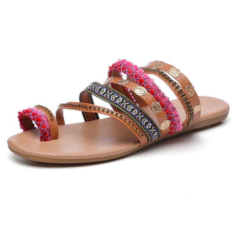 gracejette4's tweet image. Peep Toe Bohemian Flats Slip on Rhinestone Strappy Sandals etsy.me/3Z7TZDd #sandals #handstitching #slipon #casualpartygift #superdealbygracie