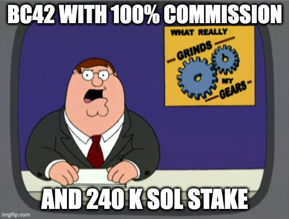 MarinadeFinance's tweet photo. 🚨 Solana Validator 'bc42' caught commission rugging! 

If you are staking any of bc42's 240k SOL staked you aren't getting commission

Marinade IDs these validators and blacklists them https://t.co/9InW4MBQSP
