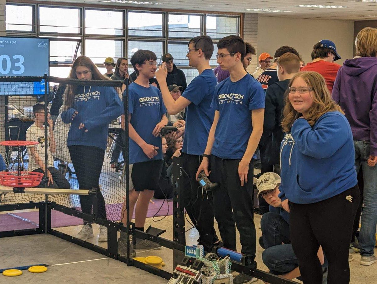 FortLeBoeufSD's tweet photo. Bison Tech did well at Harbor Creek this weekend making it to semifinals and earning another bid to states with the Design Award! #FLBHS #14444A #FLBHS #BisonTech #BisonPride #STEM #Robotics https://t.co/wRHr7cG9t8