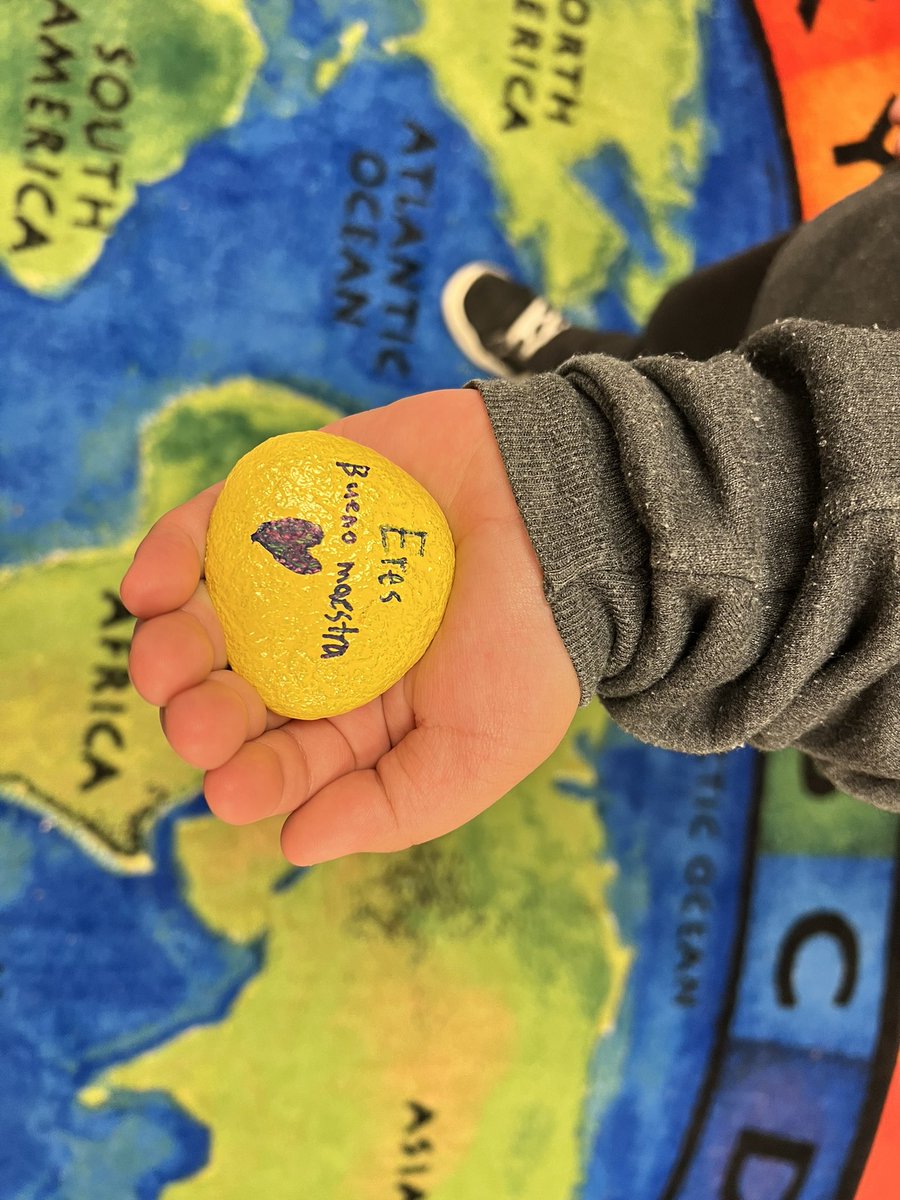 The children painted rocks with positive phrases to put in the school garden! #RAKDay #UnitingOurWorld <a href="/ParticipateLrng/">Participate Learning</a>