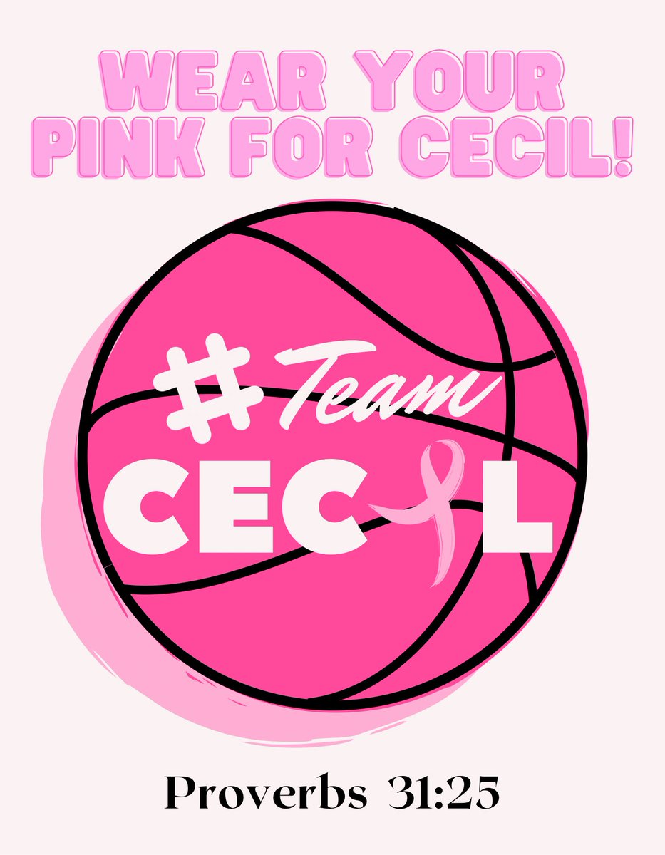 CHSEaglePride's tweet photo. We’re inviting everyone attending the first round of the girls’ district tournament tomorrow to wear pink for Ms. Cecil! Let’s turn the gym PINK to show her how many are rooting for her in her fight 💖 #teamCecil
The girls’ play at 6:30 PM at Marion County HS. https://t.co/6bXeKySNSX