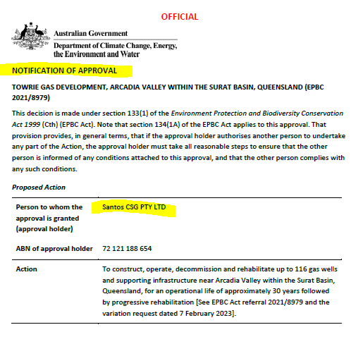 R_o_d_C's tweet photo. Wow, @tanya_plibersek's department just approved a new coal seam gas project out to 2077.

2077!! Fracking!! Santos!! Wow. https://t.co/mogelGLjrR