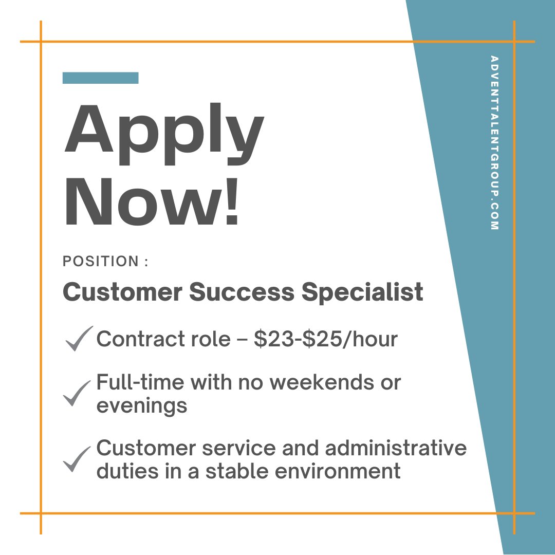 Advent_Talent's tweet photo. #NowHiring a Customer Success Specialist for a client in #EdinaMN! Click to apply: https://t.co/jtjceqKAvt https://t.co/EZv02A5NqE