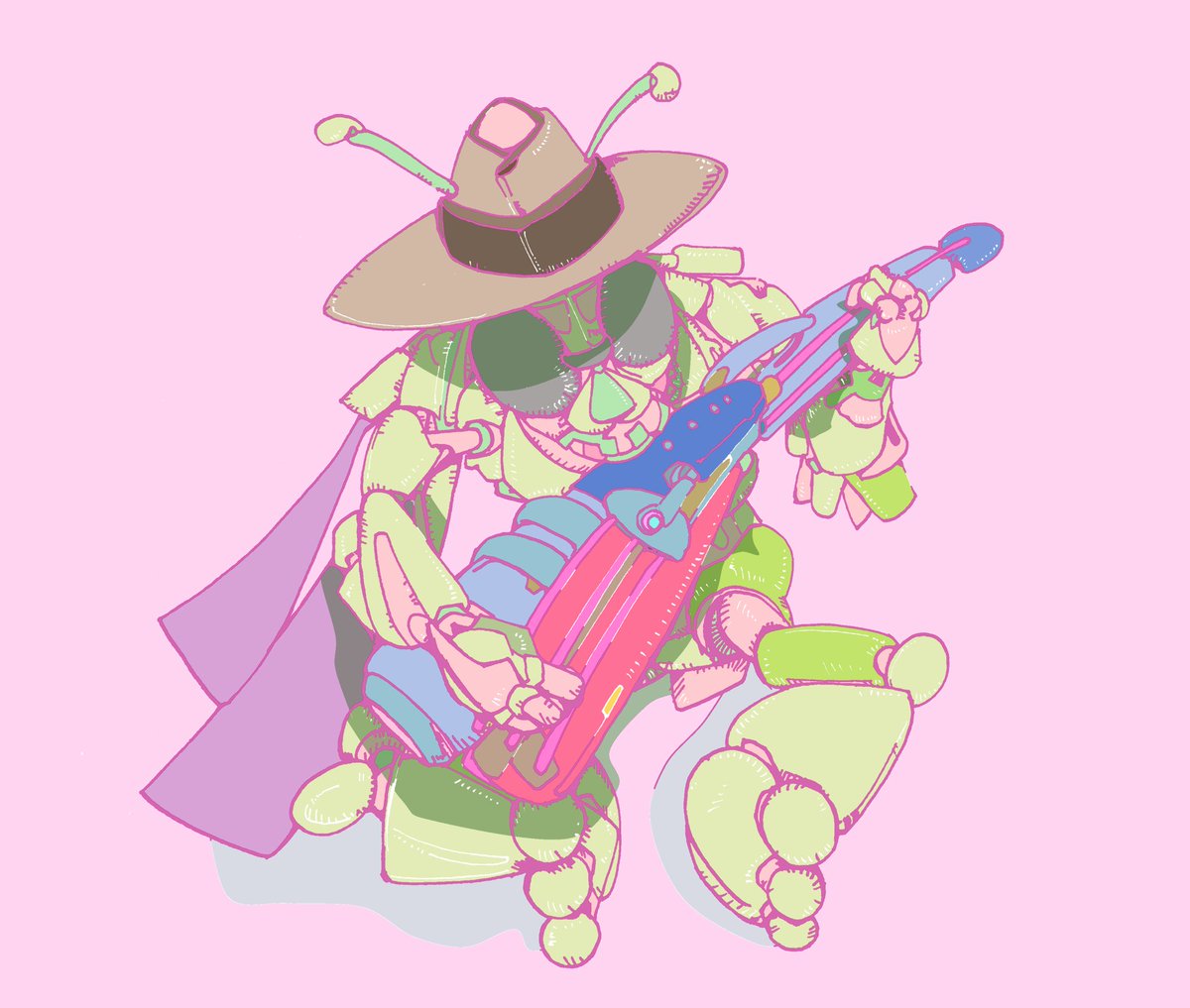 hat instrument solo simple background 1boy antennae playing instrument  illustration images