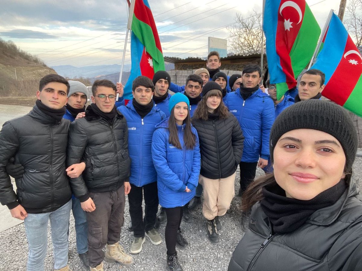 LindseySnell's tweet photo. "Eco-activists" grin in selfies celebrating the Azerbaijani government trapping, starving, and tormenting 120k people.

Today is the 72nd day of the AZ blockade of Nagorno-Karabakh, and these kids are ghouls. https://t.co/X2z3SW6Yz7