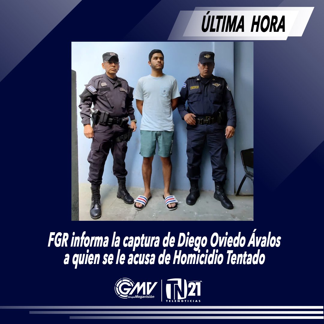#ÚltimaHora | La Fiscalia General de la República informa que gracias acciones ejecutadas en coordinación con la <a href="/pncsv/">PNC El Salvador</a>, esta tarde fue posible ejecutar la orden de captura contra Diego Marcelo Oviedo Ávalos, a quien se le acusa de Homicidio Tentado.