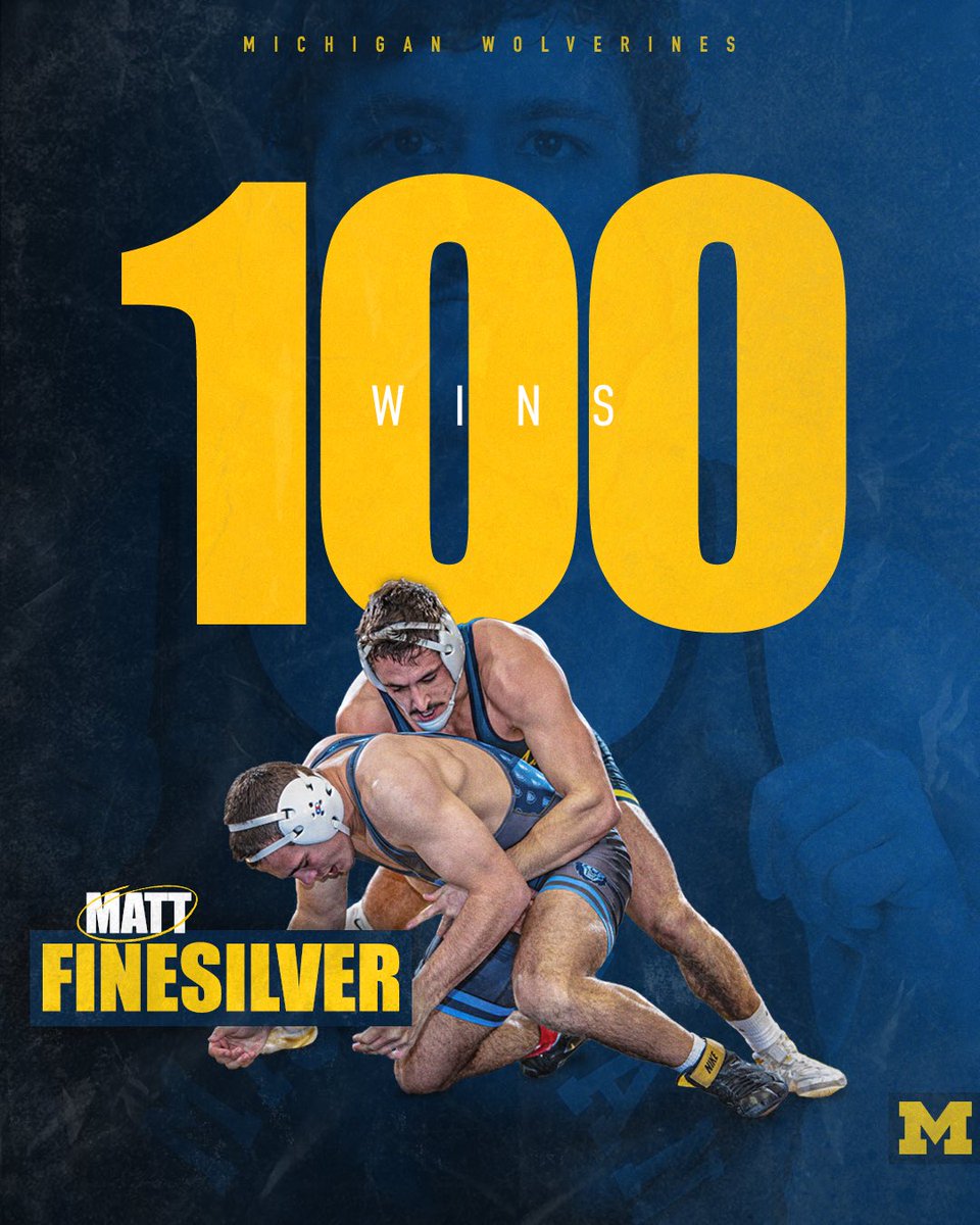 Wolverine Matt Finesilver picked up his 100th career win last night in our dual finale. The last 20 here at Michigan this season. Congrats Matt! 👏💯

<a href="/FinesilverMatt/">Matt Finesilver</a> | #GoBlue