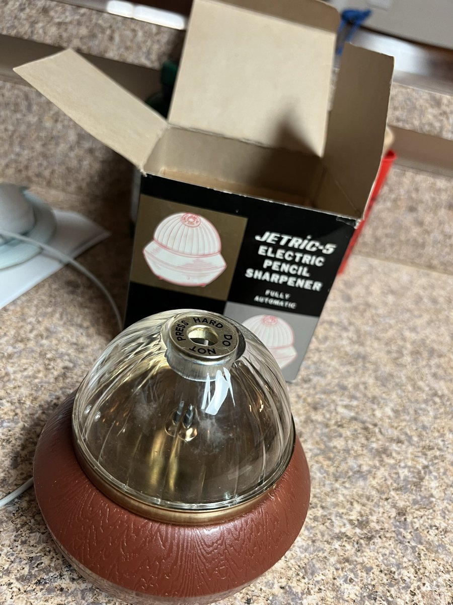 Hey! I need the sharpening tool to it to demonstrate how life’s simple problems inspire us to design and invent things.  

Please share this with others &amp; help students on this Science &amp; Engineering quest.Please see photos of the Jetric-5 Electric Pencil Sharpener.  THANKS!