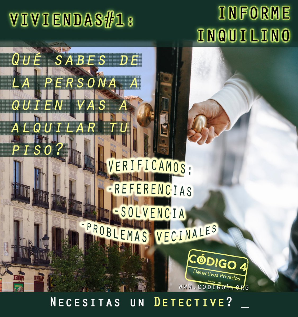 Más vale prevenir que curar, no? Te acompañamos en el proceso de selección desde nuestra experiencia de la investigación y cumpliendo con la legislación vigente sobre protección de datos.
info@codigo4.org

#alquiler #arrendamiento #inquilino #solvencia #vivienda #investigación