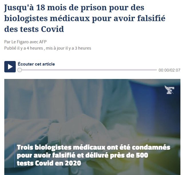 19David19David's tweet photo. 🟥⬛️🟥
Qui avait raison lorsque nous parlions de faux tests PCR ?
🙄🙄🙄,Alors les neuneus pro vaxxx, que dites-vous maintenant ?
Votre traditionnel ”complotiste"? Ou bien le célèbre "fake news"? 😂
🟥⬛️🟥
#rt #TestsPCR #COVID19 #Fraude #Mensonge #Manipulation https://t.co/lwx2EsDqHo