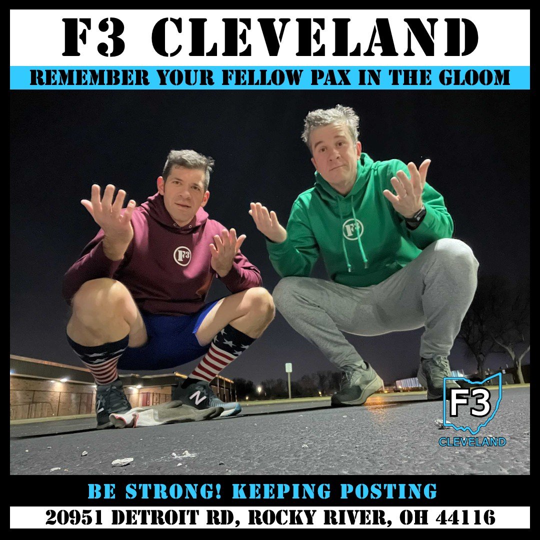 F3Cleveland's tweet photo. Remember your new year goals. Keep at it.  Do not leave your fellow PAX alone in the gloom, they might get lost. 
 #goals #keepworking #hardworkpaysoff 
#f3river #f3cleveland #f3nation https://t.co/LVX1gknRxA