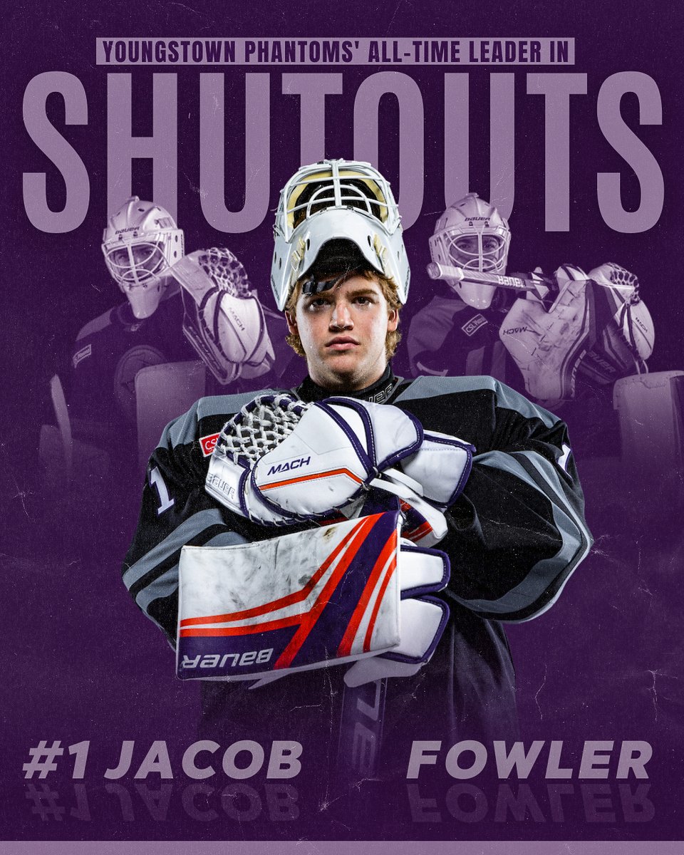 YtownPhantoms's tweet photo. After Saturday's game against Dubuque, Jacob Fowler has become the Youngstown Phantoms' all-time leader in shutouts. https://t.co/CdO8px8per
