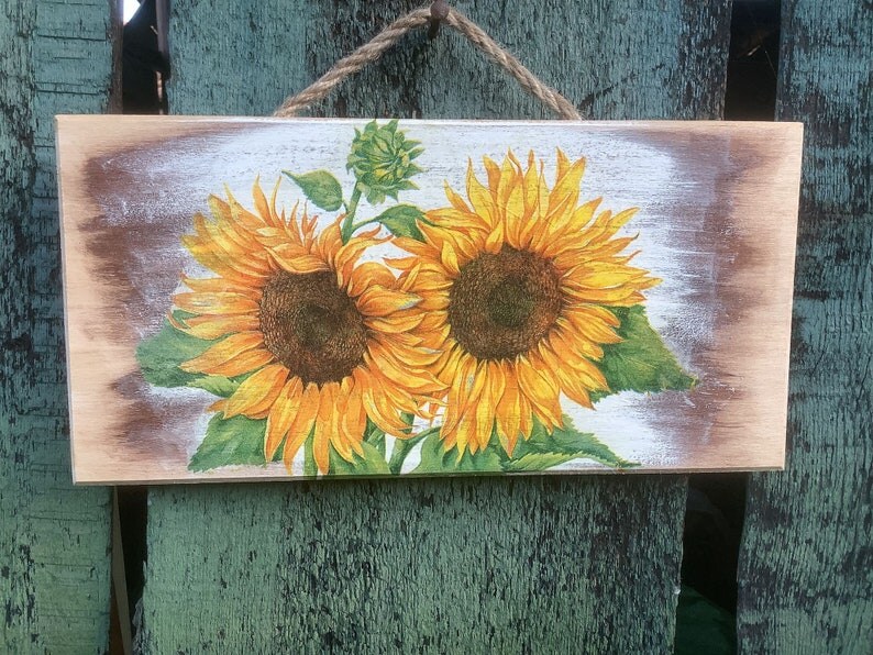 #Herbs #Kitchenplank, #Livingroomdecor, #SunflowerDecor, #Walldecoration, #Yellowdecoration, #Country #woodenplank etsy.me/3IfXgJZ via @Etsy