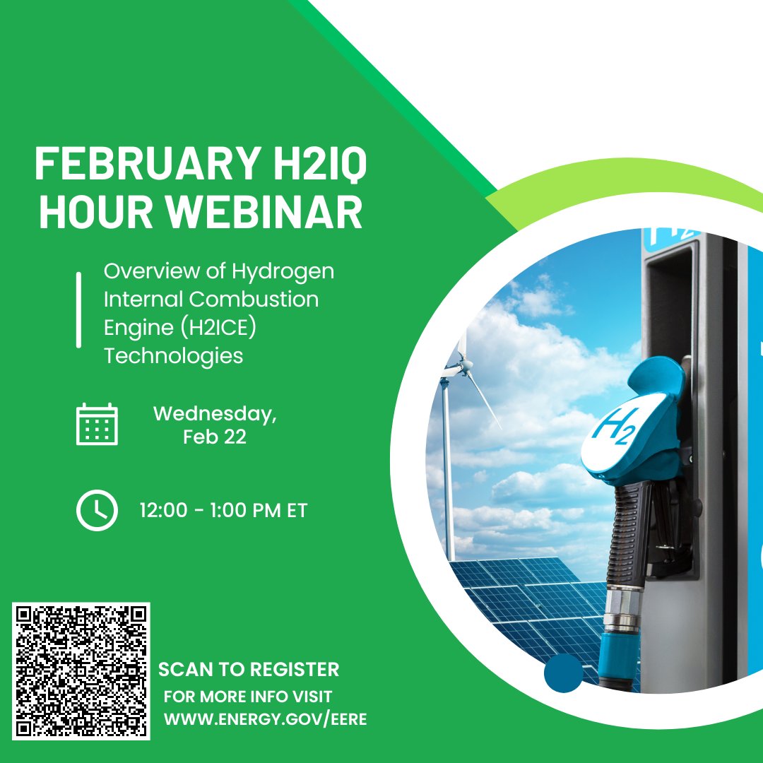 TBCleanCities's tweet photo. Join the Dept. of @ENERGY this Thursday, Feb. 22nd for the H2IC Hour! 

The webinar will cover the technical, regulatory, and market drivers for H2ICE technologies, along with a history and current status of H2ICE technologies.

Scan the QR code below to register! https://t.co/Bj1vQVMerB