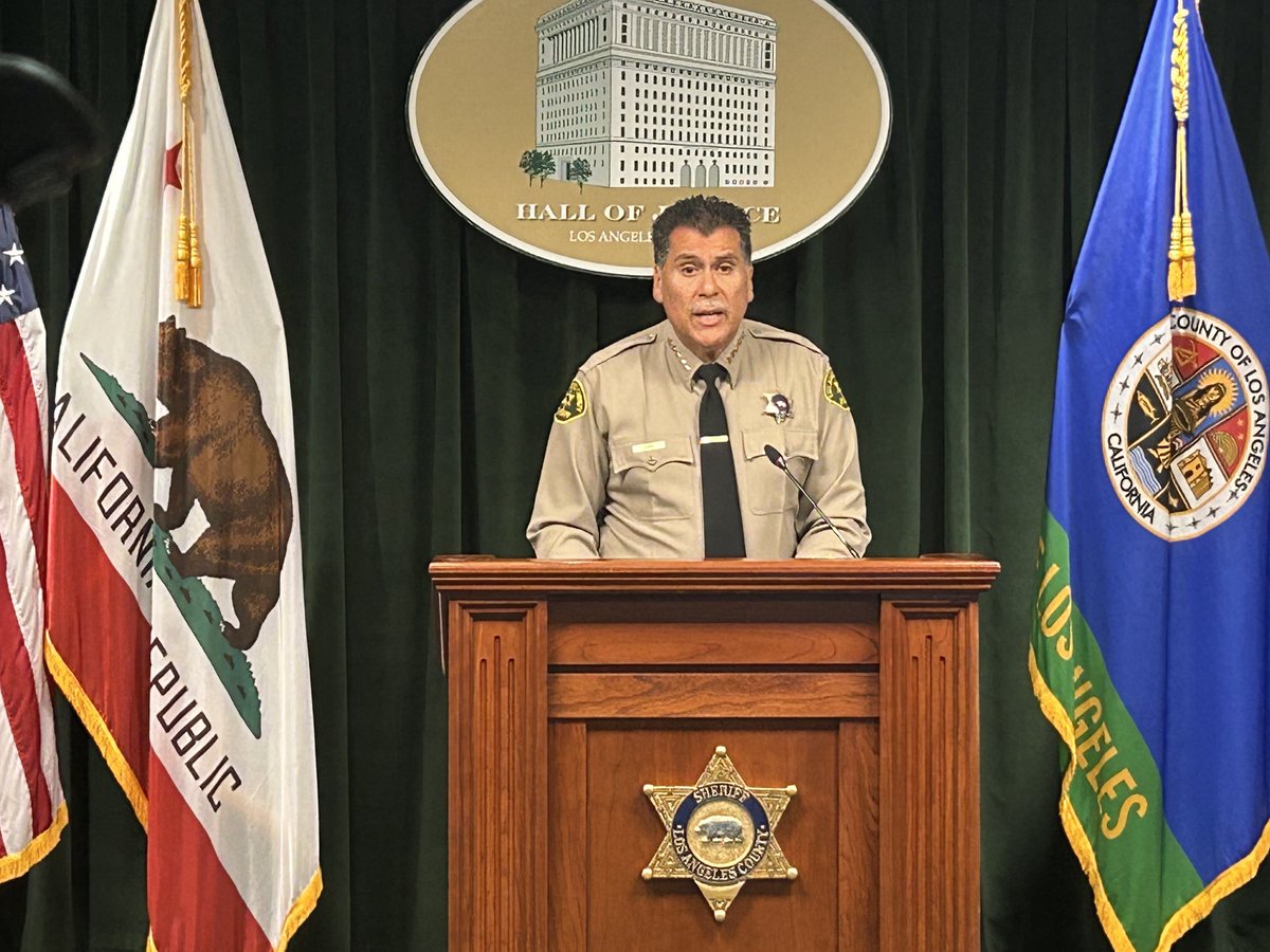LA county sheriff Robert Luna speaks at a press conference regarding arrest of Carlos Medina in the killing of Bishop David O’Connell.