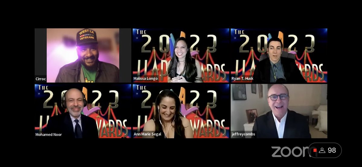1TrekFan's tweet photo. Great to see @IraStevenBehr zooming in with @ShimermanArmin for a #StarTrekDS9 award at the @VirtualTrekCon #VTC4 #LLAPy awards. And then the amazing @jeffreycombs ! Decked out quite nicely for the event too I might add 🥰 https://t.co/vTzNFuLQsx