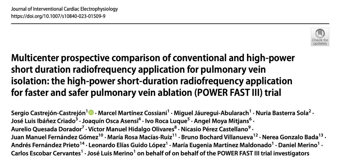 Happy to announce that the design of our multicentre randomized trial comparing HPSD and conventional RF application for PVI in AF patients is accepted for publication. Hopefully, the final FU results will be presented at #EHRA2023 in a LBCT session.