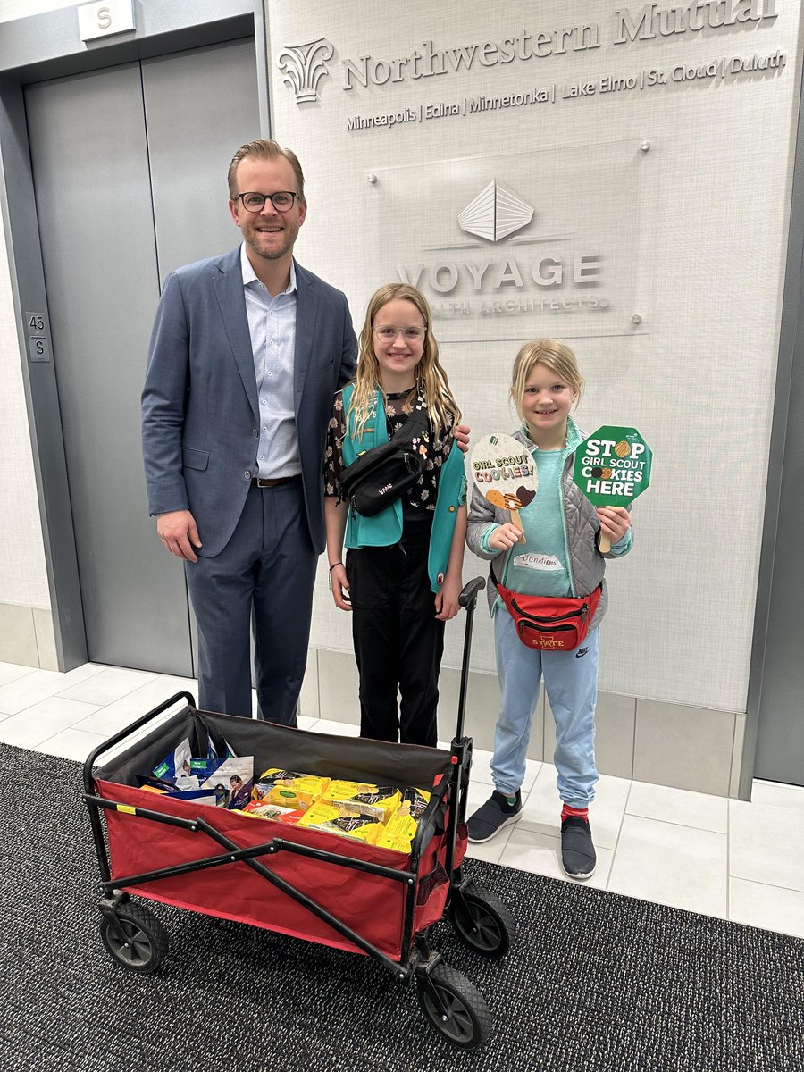VoyageWA's tweet photo. A great example of teaching the next generation about money… @JesseBergland ‘s girls were in the office selling Girl Scout cookies today!” #girlscouts #futureleaders https://t.co/Ra5Acs1Nyf