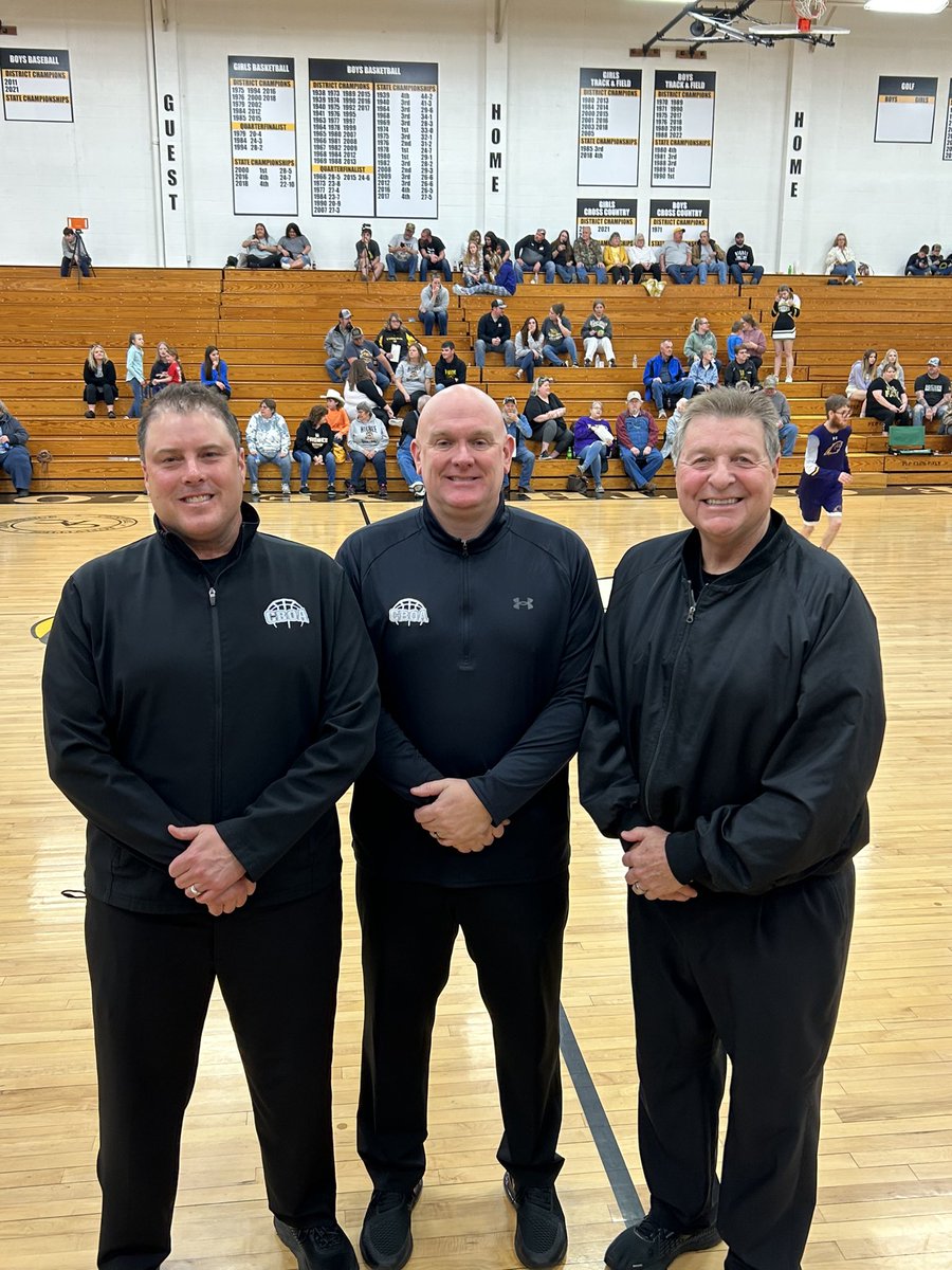CBOA_Ref's tweet photo. CBOA officials @MMu98 and Kevin Patrick, along with former CBOA official, Roger McPheeters, officiated at the Class 1 District at Glasgow tonight. @MSHSAAOrg https://t.co/VCUgC6ixC6
