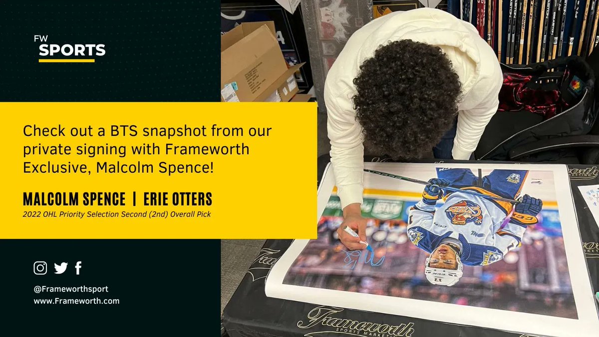 NEW products from #2022OHLPrioritySelection second overall pick, #MalcolmSpence will be dropping soon, so stay tuned! 💣

#erieotters #fwsports #fwexclusive #OHL #OHLDraft #2022OHLDraft #2025NHLDraft #OHLmemorabilia #sportsmemorabilia
