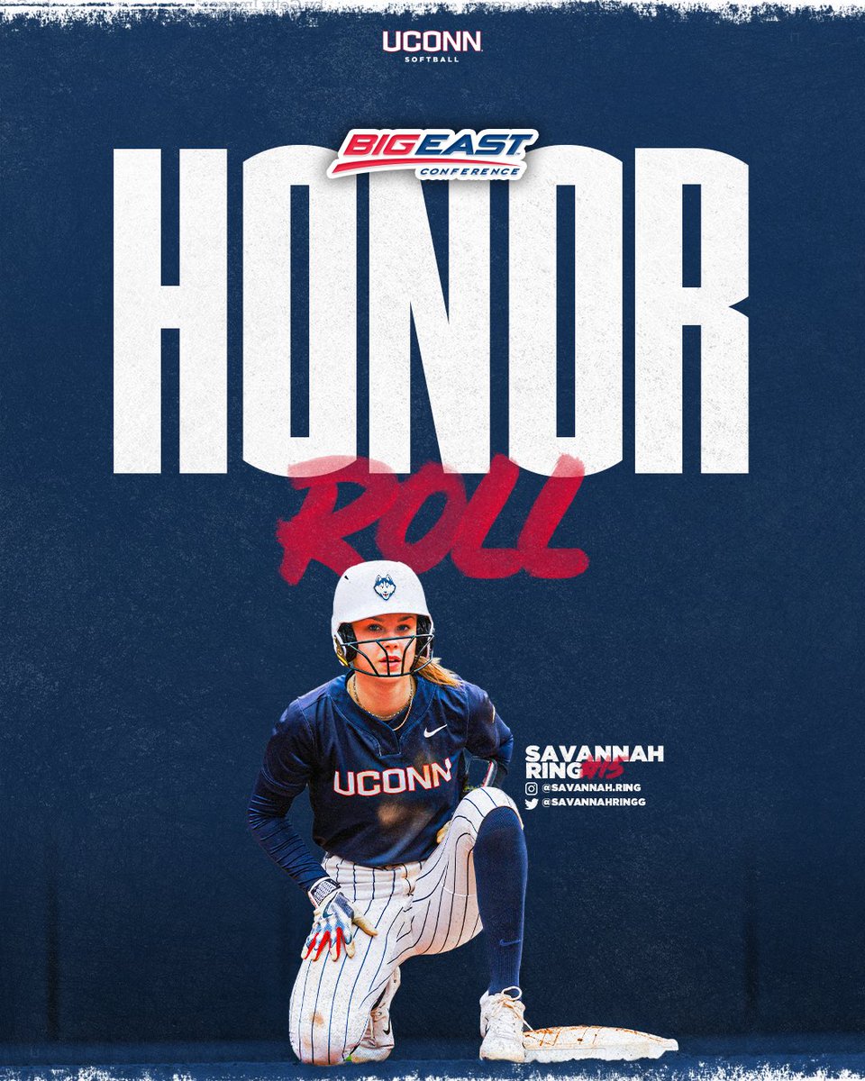 UConnSoftball's tweet photo. Congratulations to Savannah Ring on earning @BIGEAST Honor Roll this week!

#WEbeforeme https://t.co/PiCO59nJVj