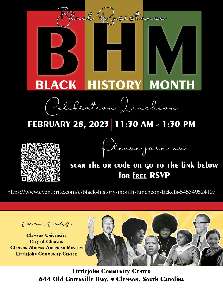 Don't forget to register for this free event!
Please join us for at our free Black History Month Celebration Luncheon. Click the link below to reserve your seat today.
eventbrite.com/e/black-histor…