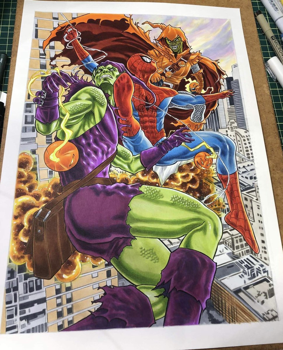 Kinhoandersons's tweet photo. Spider-Man vs Green Goblin and Hobgoblin commission https://t.co/jF0Y0g8jnO