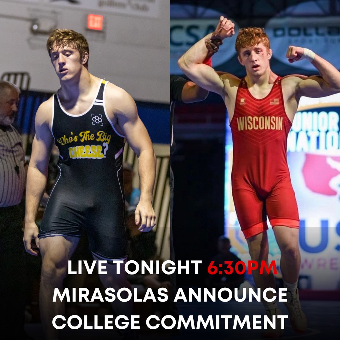 In 45 minutes the Mirasola twins will announce their college commitment live on WIwrestle Rokfin &amp; Facebook! 

Tune in live at 6:30pm.