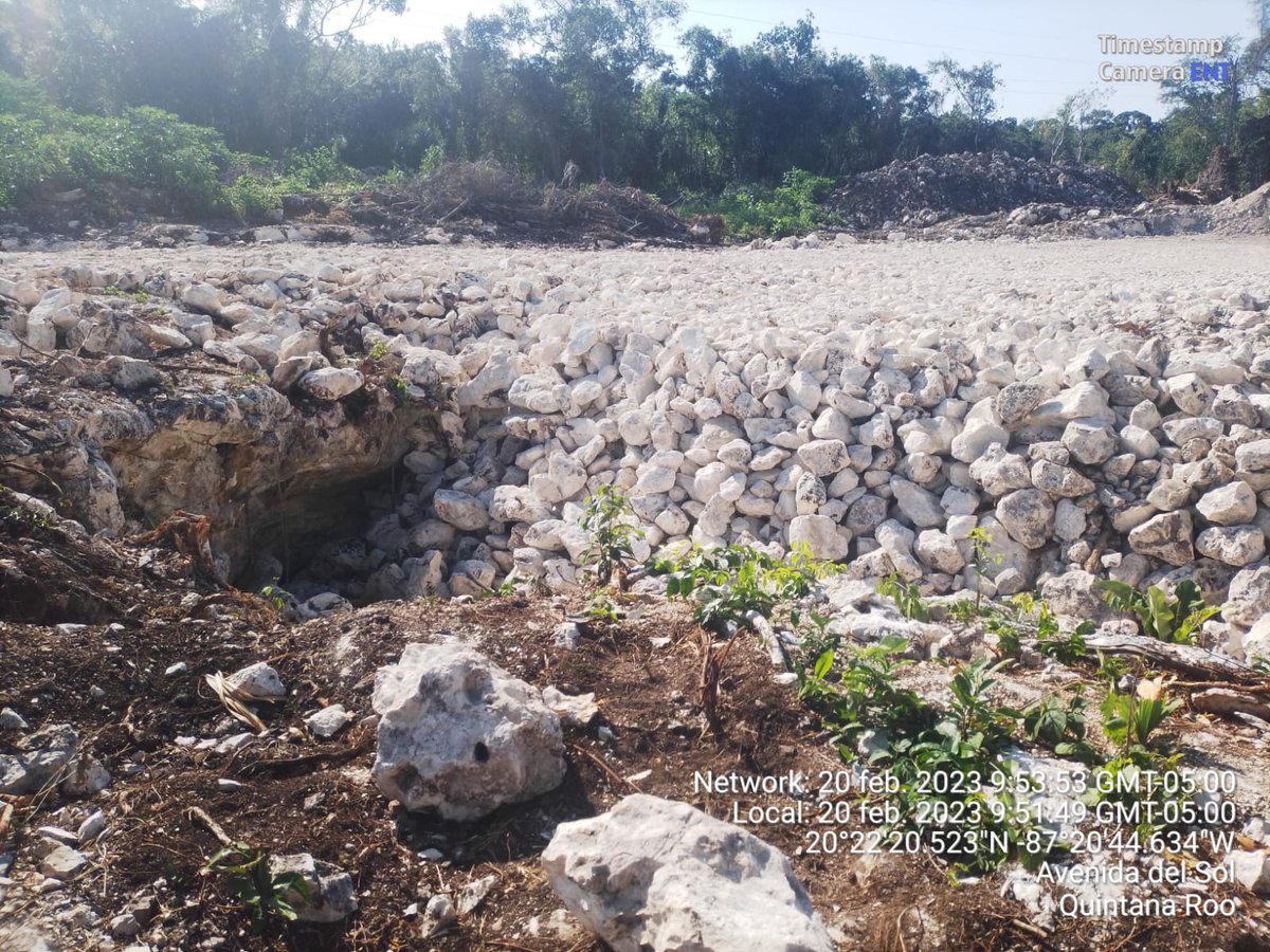 Así se ve un Cenote sepultado. Un Cenote muerto. Hace unos meses la Selva Maya lo cobijaba y era parte de la vida que lo rodeaba. No hay propaganda que reemplace el ecocidio impuesto desde la codiciosa agenda política. Este es uno de los Cenotes que el <a href="/TrenMayaMX/">Tren Maya</a> devastó.