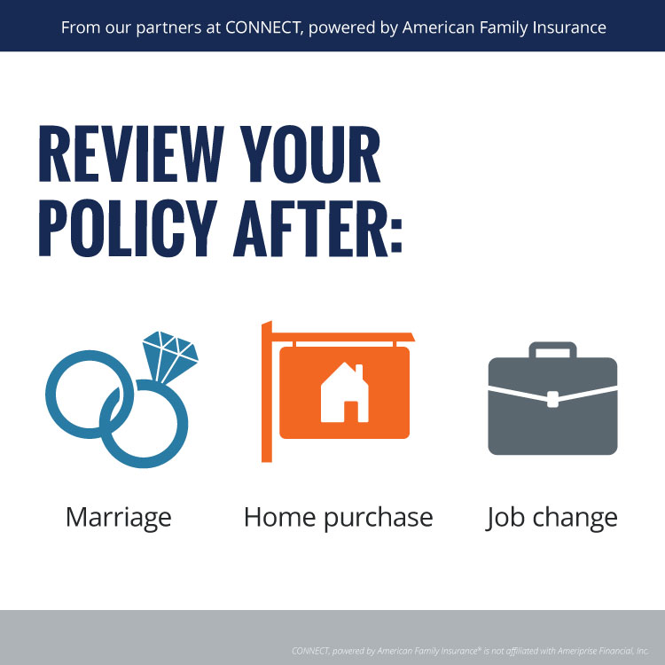 Even if you haven’t had a major life event recently, it’s worth reviewing your policy each year to know exactly what’s covered. #InsuranceReview