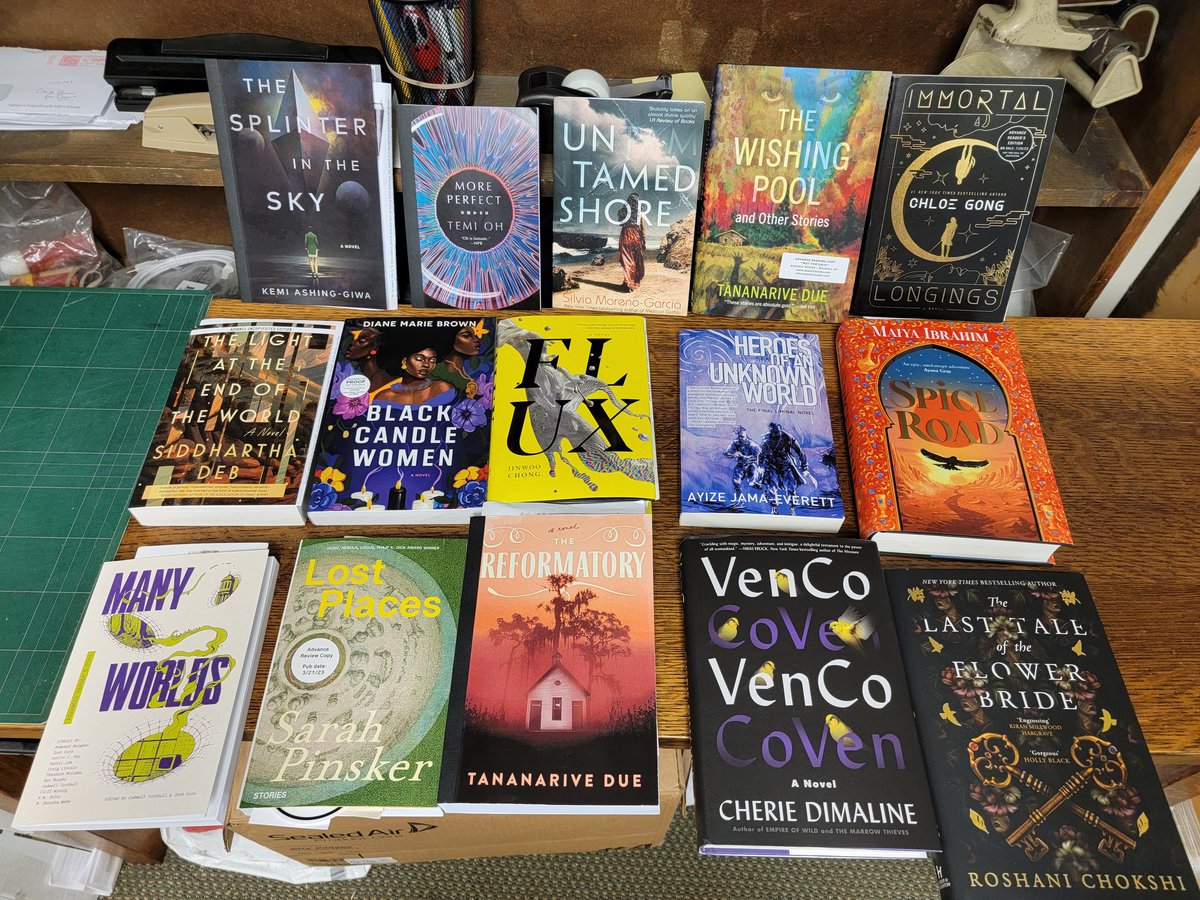 arleysorg's tweet photo. Extremely hurried excerpt of new arrivals at the Locus Office, posted to the Locus Instagram! https://t.co/RkZkRXMHp5