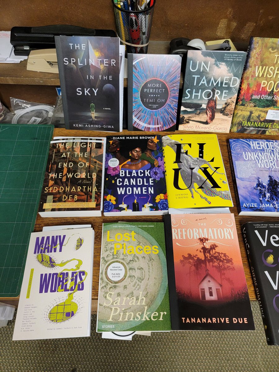 arleysorg's tweet photo. Extremely hurried excerpt of new arrivals at the Locus Office, posted to the Locus Instagram! https://t.co/RkZkRXMHp5