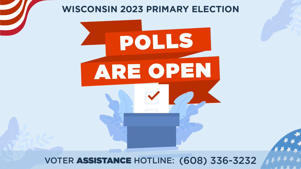 🚨FEBRUARY PRIMARY UPDATE: It's Election Day!

It’s time to head to the polls. Polls are open from 7AM to 8PM today—make a plan to vote, bring your photo ID (and bring a friend, too!), then cast your ballot.

Call 608-336-3232 with any voting questions.

Happy voting, Wisconsin!