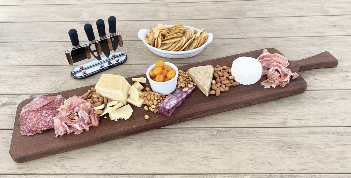Here’s another Peruvian walnut hardwood charcuterie. This one comes in at a full 36”!  
#woodworking #handmade #etsy #newwestminster #newwest #rooftopwood #shoplocal #thinklocalfirst #charcuterie #servingtray #cheeseboard #walnut