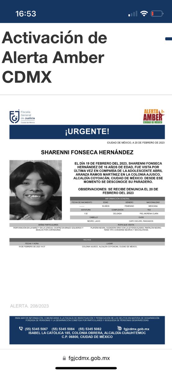 Por favor, cualquier información que ayude a encontrar a mi sobrina u su amiga, se los vamos a agradecer.