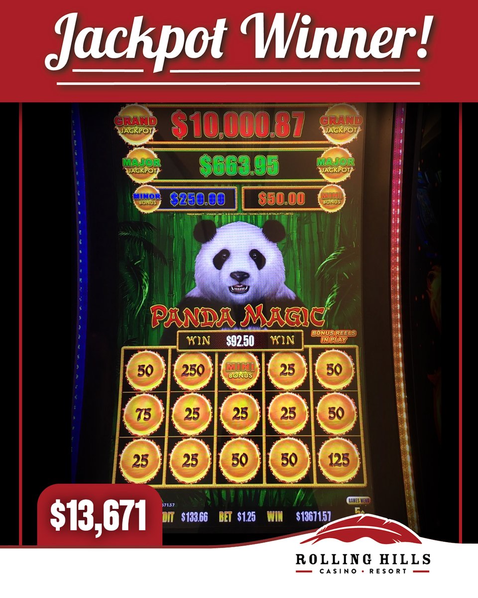 rhcasino's tweet image. #PandaMagic strikes it #rich again! 💰 🐼

#Congrats to our $13,671 #BigMoneyMonday #winner!

This #slot is #hot! 🔥 Give it a spin tonight!

#rhcasino #rollinghills #casino #resort #dragonlink #jackpot #nobodydoesitbetter #norcal #playslots #slotwin #win #winbig #winbiginnorcal