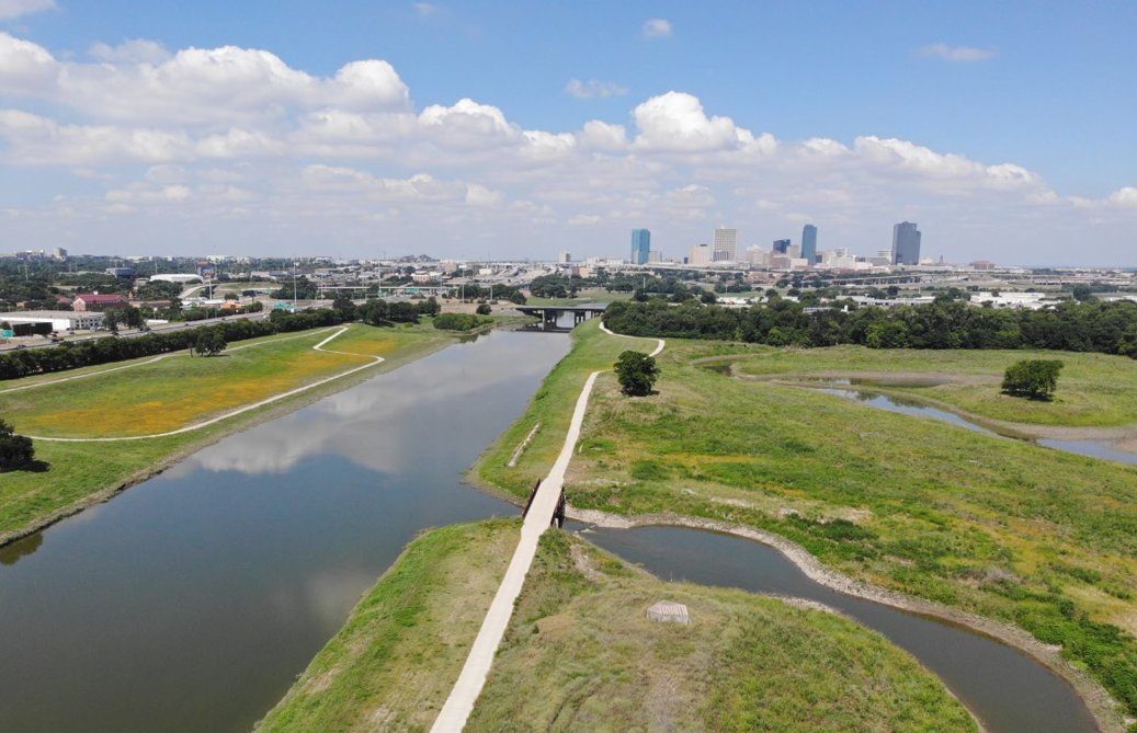 When USACE built the existing levee system in FW, a section of the Trinity River was cut off leaving behind a dry oxbow, harming the terrestrial &amp; aquatic habitat. The valley storage work in the park has restored the natural habitat that once existed in the Riverside Oxbow area.