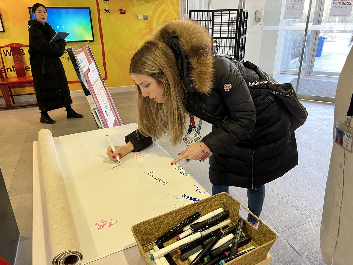 It was lovely to walk into the HS &amp; be greeted by <a href="/HelenushkaEAL/">Helen Avetisyan (She/her/hers)</a> &amp; <a href="/ludivinelegal/">Ludivine</a> inviting us to celebrate International Mother Language day by writing a greeting for everyone. Incredible to see the diversity in our community <a href="/WAB_LIVE/">WAB</a> #WeAllBelong