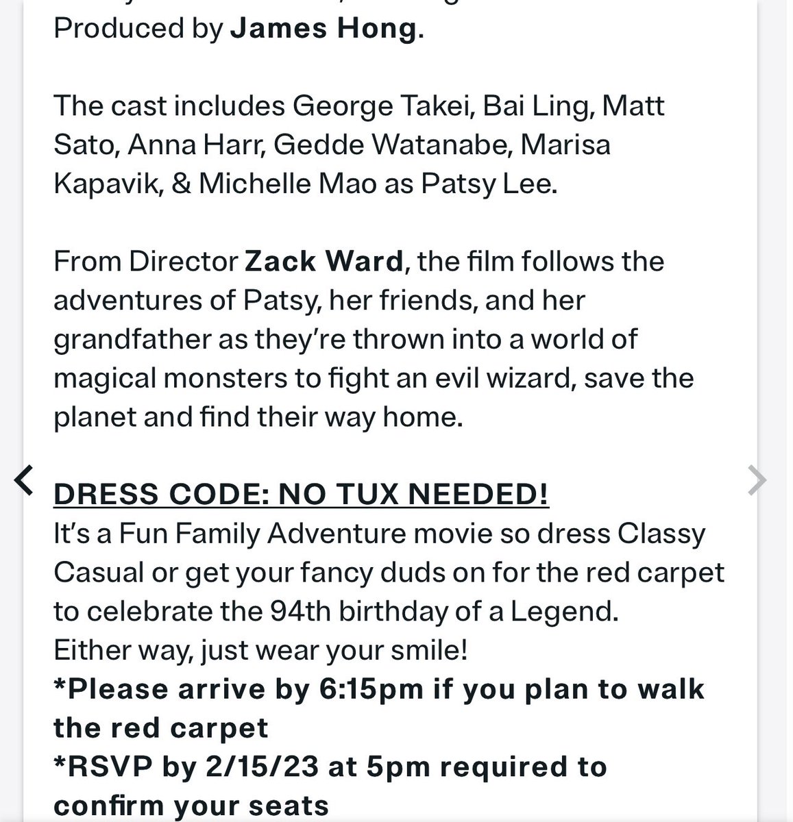 In a #uber to my movie #Premier tonight,movie iscalled #patsylee #redcarpet have notout4a while what’s the #fashiontrends now? what should I wear? It’s a #kids #fantacy movie also it is #jameshong ‘s 94th #borthday #celebration
instagram.com/p/Co51GQqv5dD/… #bailingmovie #白靈電影