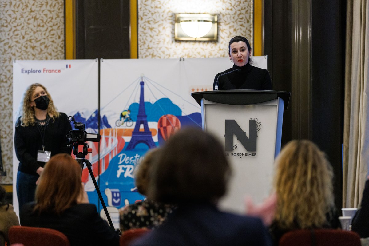 #DestinationFrance - La Consule Générale de 
@FranceaMontreal, @Sophie_Lagoutte à pris la parole pour souligner l’embellie de la conjoncture touristique et offert un survol de tous les secteurs faisant partie du plan de l’Année de l’innovation franco-québécoise.
#ExploreFrance