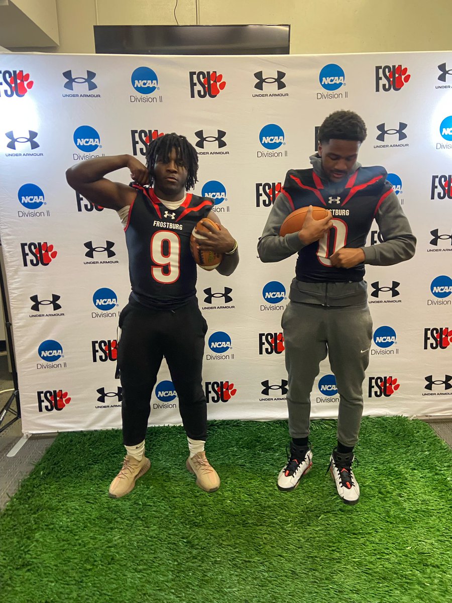 RashadBradley3's tweet photo. Very thankful to have been able to get out to Frostburg State on a visit today! Thank you @CoachRhodes__  and the rest of the coaching staff, had a great time!💯@CoachKnee https://t.co/7y0qUIfEKG