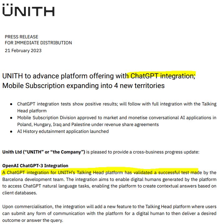 Ffedcba's tweet photo. $UNT
$UNT.AX
ChatGPT integration test successful https://t.co/jA7tgmz38g