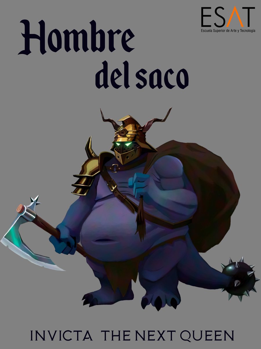 We want to show you the character of the great <a href="/art_diegosp/">Diego Segovia Pastor</a> another artist from our team at <a href="/ESAT_Valencia/">ESAT</a>🎮

This is el hombre del saco, the lieutenant of the prison zone, Moma will have to kill him to get one half of the coin that’s needed to reach Midas palace🏰

#art #gamedev