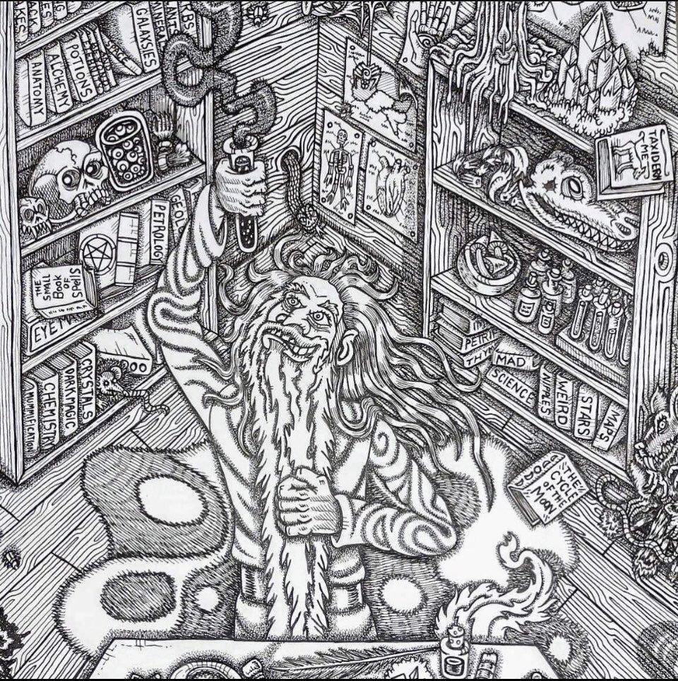 Messin’ around at the alchemist’s shack. 
#indiecomics #penandink